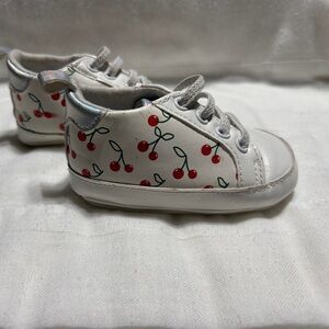 bebe White Cherry Print Baby Shoes